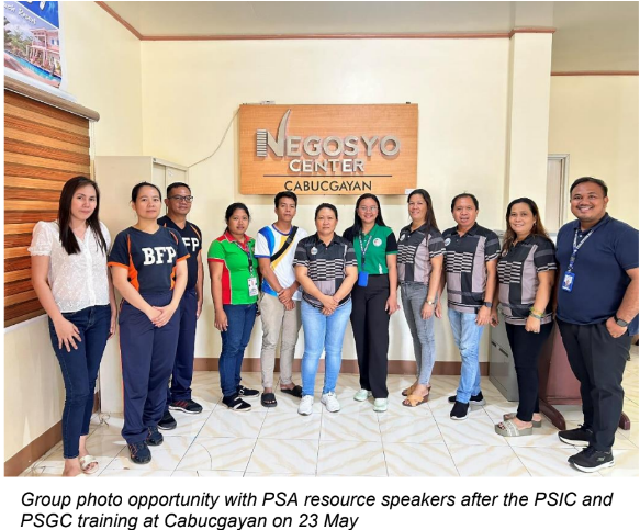 Group photo opportunity with PSA resource speakers after teh PSIC and PSGC training at Cabucgayan on 23 May