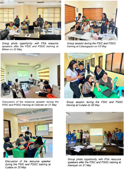 Photos during PSIC and PSGC training in Biliran Province