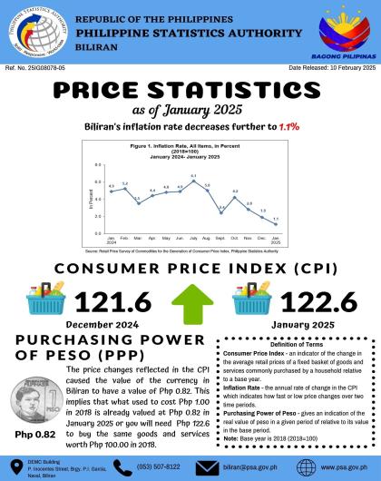 Price Statistics for the month of January 2025