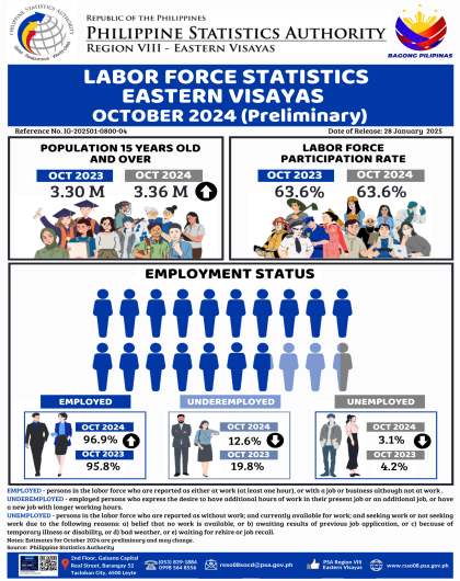 Labor Force Statistics Eastern Visayas October 2024 (Preliminary)